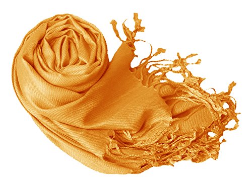 Peach Couture Women’s Pashmina Shawl Wrap – Warm Long Large Scarf for Evening Dress, Bridesmaid, Wedding & Bridal Wear - color: Gold