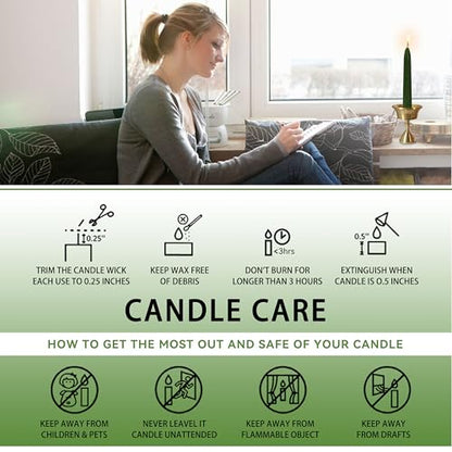20 Minute Meditation Candles, Unscented Taper Candles, Drip-Free Mini Taper Candles, Shabbos Candles - color: Olive Green, size: 30 Pack