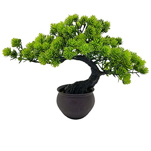 Artificial Bonsai Tree Miniature Japanese Zen Juniper Fake Plant Greenery for Home Office Decor Desktop Display 12 x 10 x 3 Inches - color: Green