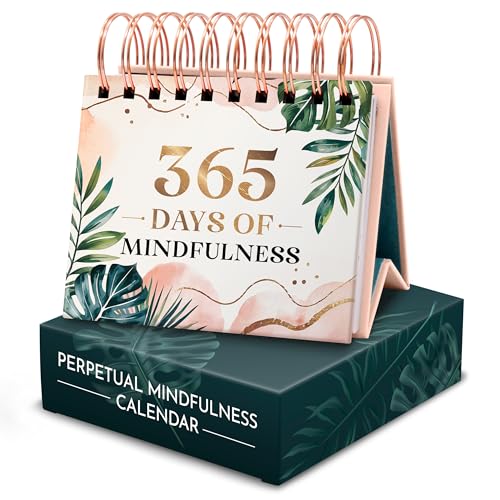 Motivational Daily Flip Calendar with 366 Affirmations, Quotes, Prompts & Reflections – Inspirational Gifts for Women, Perpetual Desk Calendar, Desk Decor for Women, Motivational Office Decor - color: Mindfulness