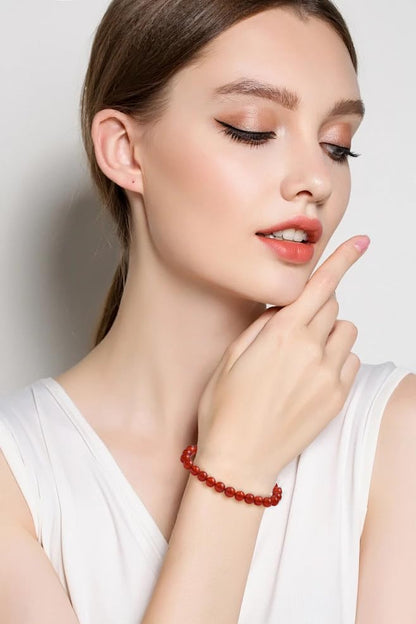 BONNY BOXX Braided Genuine Bracelet, Elegant Handcrafted Natural Gemstone Crystal Bracelet Healing Power Energy Inspirational Gifts with Card for Unisex - color: Carnelian, size: 10MM