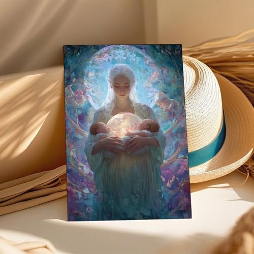 UZWGG 1pcs (Unframed，Canvas Only) Woman Poster Fantasy Goddess Prints Wall Art Abstract Goddess Nurturing Baby Canvas Painting New Birth Wall Picture for Newmom Mother's Day Gift 12x18inch(30x45cm) - color: goddess-Frameless（Canvas Roll）, size: 18"L x 12"