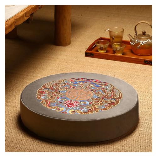 Round Meditation Cushion Mat Set with Washable Velvet Cover, Larger Yoga Mat Bolster Floor Pillows Seating for Adults Meditation Accessories grey-60cm, Gray - color: Gray, size: 60cm