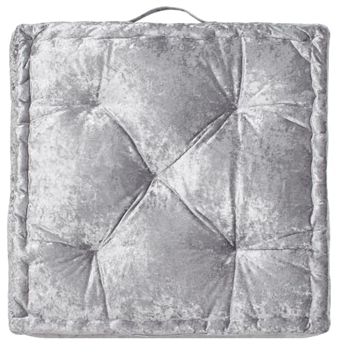 SAFAVIEH Home Collection Belia Silver 18-inch Square Tufted Floor Pillow with Insert - color: Silver, size: 18 x 18-Inch