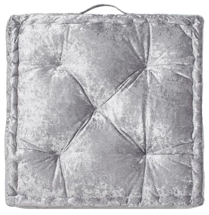 SAFAVIEH Home Collection Belia Silver 18-inch Square Tufted Floor Pillow with Insert - color: Silver, size: 18 x 18-Inch