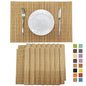 Set of 16 Pcs Bamboo Placemats Sushi Rolling Mat Japanese Style Natural Anti-Slip Bamboo Placemats Washable Heat-Resistant Table Mats for Dining Room and Kitchen - color: Brown, size: Set of 16