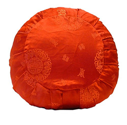 Taraluna - Fair Trade, Organic & Green Gifts Zen Zafu Sitting or Meditation Cushion with Silk Brocade Cover, Red