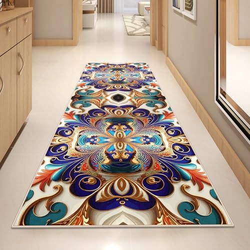 Washable Corridor Runner Rug, Non-Slip Vintage Hallway Rug Runner with Upgrade Rubber Backing, Stain Resistant Faux Wool Distressed Carpet for Bedroom Kitchen Laundry Corridor Balcony (71" x 23.6") - size: 1'11" x 5'11" (Runner)