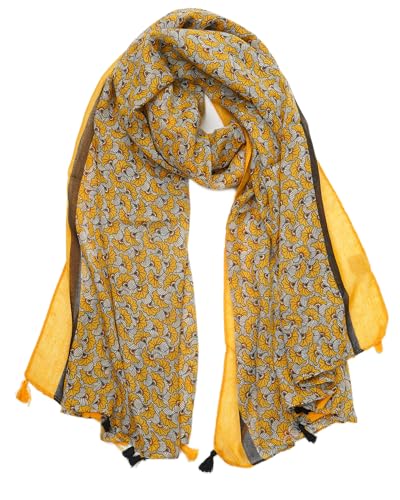 YOUR SMILE Large Boho Scarf for Women Lightweight Floral Printed Scarves Fall Winter Fashion Fringed Shawl wraps - color: 31