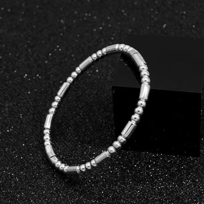 Stainless Steel Bamboo Design Bracelet Titanium Steel Bangle - color: Square Silver