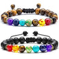 Men Women 8mm Lava Rock Beads Chakra Bracelet Braided Rope Natural Stone Yoga Bracelet Bangle - color: set5