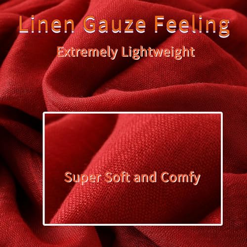 Harewom Lightweight Gauze Linen Feeling Shawl Wraps for Women Beach Summer Scarf for Evening Wedding Dresses - color: Shawl Wraps - Wine Red