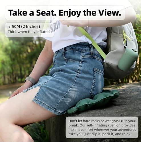 Inflatable Seat Cushion, Airplane Seat Cushion for Long Flights, 2 in 1 Pump & Storage Portable Travel Cushion, Anti-Slip Waterproof Pad for Air Travel, Stadium, Camping