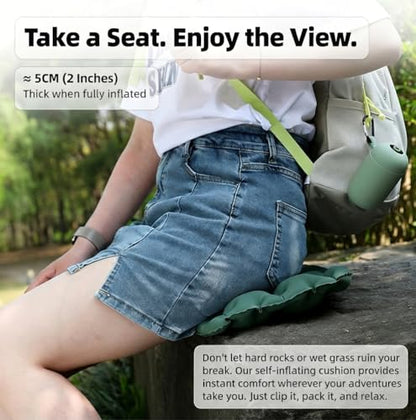 Inflatable Seat Cushion, Airplane Seat Cushion for Long Flights, 2 in 1 Pump & Storage Portable Travel Cushion, Anti-Slip Waterproof Pad for Air Travel, Stadium, Camping