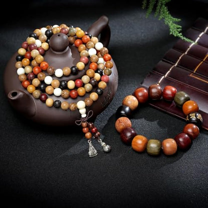 Handcrafted Wooden Bead Bracelet Multi-Color Prayer Bracelet,1pc/pack - style: Dia.8mmX108pcs