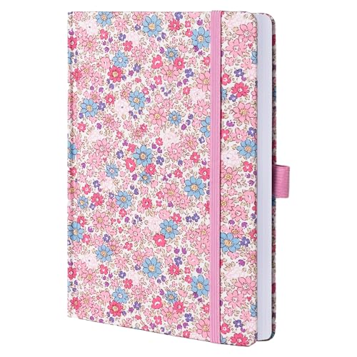 MGGAO Lined Journal Notebook, A5 Fabric Journal for Women Girls, Cute Floral Journals for Writing, College Ruled Notebook with 192 Numbered Pages, 100 GSM Thick Paper, 2 Ribbons, 5.8 X 8.3 - color: Pink