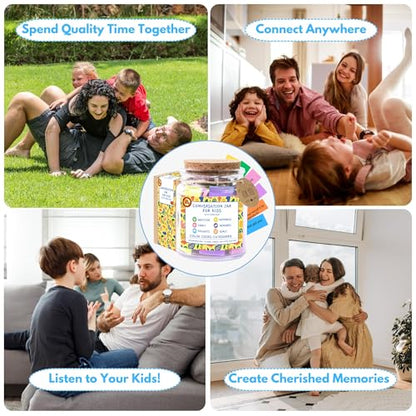 Conversation Cards for Kids In Jar, 150 Cards, Connect, Build Social Emotional Learning Skills, Mental Health Decor for School, Counseling Decor, Back to School Supplies - style: Conversation jar for Kids