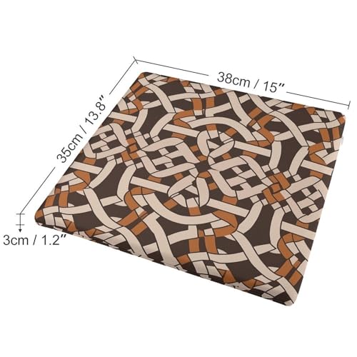 Brown Geometric Pattern Degrees of Comfort Meditation Floor Pillow, Square Large Pillows Seating for Adults, Tufted Corduroy Cushions for Outdoor Yoga Tatami Fireplace Living Room 15x15 Inch