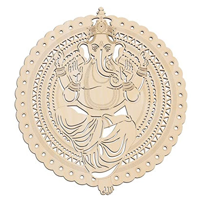 Fourth Level MFG 12” Ganesha, Hindu Wood Wall Art, Indian Wall Decor, Mantra, Meditation, Radha Krishna - color: 12" Ganesha