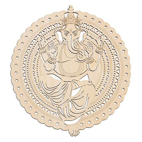 Fourth Level MFG 12” Ganesha, Hindu Wood Wall Art, Indian Wall Decor, Mantra, Meditation, Radha Krishna - color: 12" Ganesha