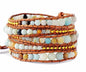 Boho Wrap Bead Bracelet for Women - Handmade Adjustable Natural Stone Beaded Bracelets Yoga Healing Bracelet Bangle Hippie Jewelry - color: Amazonite #2