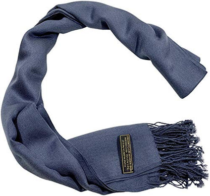 CJ Apparel Solid Color Tassels Design Nepalese Shawl Scarf Wrap Stole Throw Head Wrap Pashmina Gift Hand Made in Nepal New - color: Smokey Grey