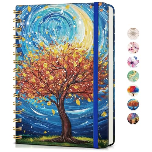 PAPEJOON Lined Spiral Journal Notebook for Women, A5 Cute Hardcover Spiral Journals for Writing, 150 Pages Pretty College Ruled Notebooks for Work & Note Taking, 5.75" x 8.38", Cosmic Tree of Life - color: Cosmic Tree of Life, size: Line