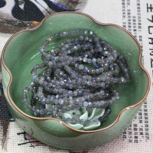 Keleny Gem Semi Precious Gemstones 4mm Round Beads Crystal Stretch Bracelet 7 Inch Unisex - color: Faceted A Grade Blue Labradorite Spectrolite