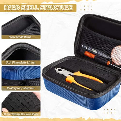 EVA Hard Case with Customizable Foam 7.1 x 4.7 x 3.1 Inch Protective EVA Carrying Case Shockproof Outdoor for Camera, Digital Products, Electronic Instruments with Knife, Blue