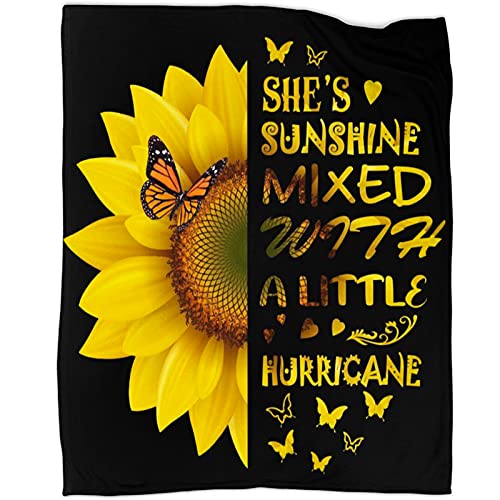 Sunflower Gifts Blankets for Women, Sunflower Blanket Decor Throw Gifts for Women Birthday, Sunflowers Birthday Christmas Decorations Flower Butterfly Yellow Blanket for Home Bed Sofa 50”x60” - color: Sunflower-she is Sunshine, size: 50 inches x 60 inches