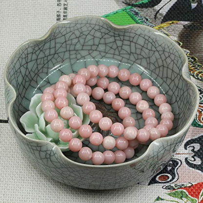 Keleny Gem Semi Precious Gemstones 8mm Natural Quartzite Stone Round Beads Rock Crystal Jasper Stretch Bracelet 7 Inch Unisex - color: 8mm Pink Opal