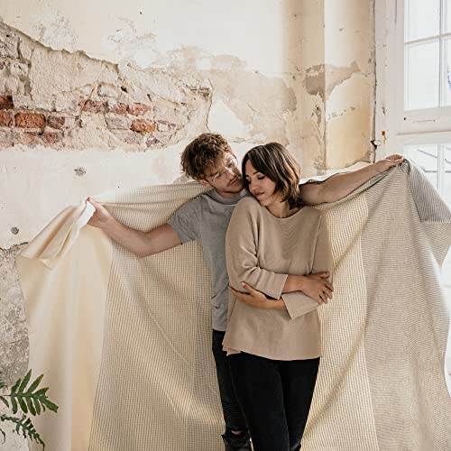 IBENA Salerno 100% Organic Cotton Cuddly Soft Jacquard Woven Ombre Throw Blanket (Grey) - color: Grey