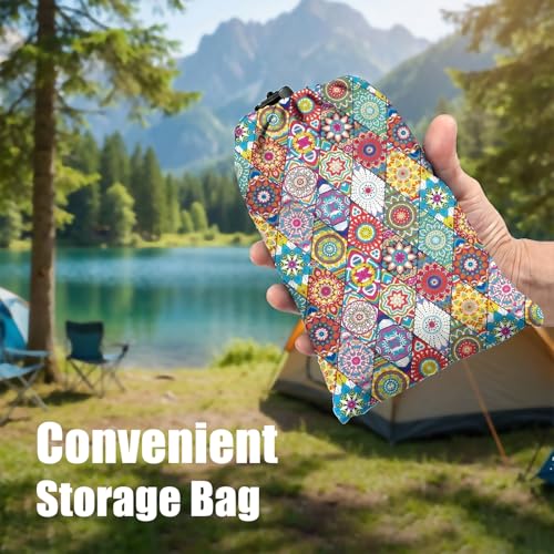 Portable Beach Blanket 6.5'x6.5' - Sand-Free & Lightweight (1lbs) Nylon | Kaleidoscope Pattern Design for Families | Quick-Dry Skin-Friendly Picnic Mat for Beach/Camping - color: Kaleido
