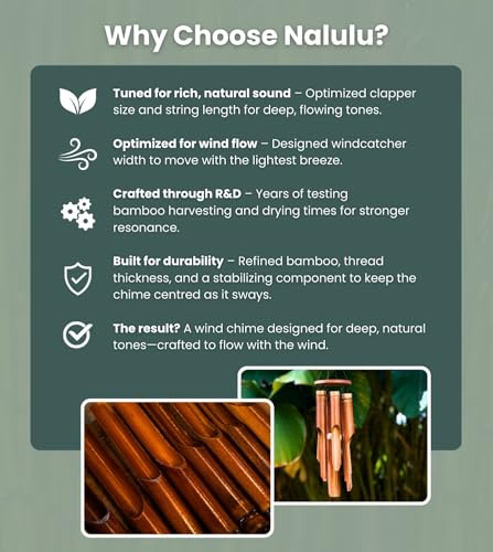 Classic Bamboo Wind Chimes - Outside Outdoor Wood Wooden Windchimes, Small, Handcrafted with Calming Deep Tones, Ideal Home Decor or Gift for Any Occasion - size: Small 35"
