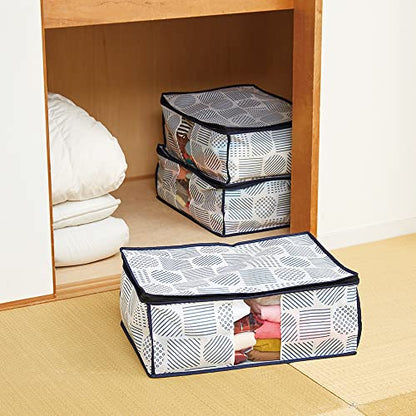 (Aimedia) Clothes Storage Bag, Non-woven Polypropylene Fabric, Transparent Window, Dustproof, Nordic Pattern, Zipper Closure,