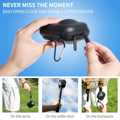 Carrying Case Compatible with DJI Osmo 360, Hard Shell EVA Storage Bag with 9H Tempered Glass Screen Protector, Wrist Strap, Carabiner and Quick Release Buckle, Portable Travel Accessories Kit