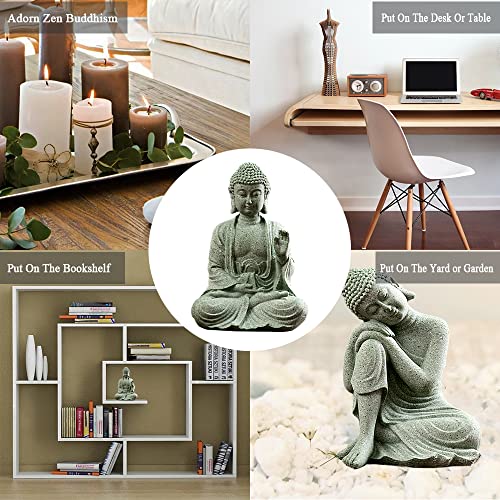 fazhongfa Mini Buddha Statue 4.7 Inch Natural Stone Handmade Buddha Sculptures Creative Zen Garden Aquarium Fish Tank Decorations Home Decor to Friend Family Mom Father as Gift (Contemplate) - style: Contemplate