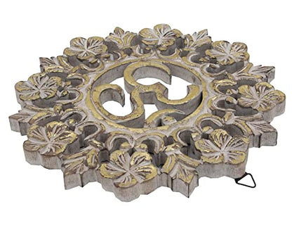 DharmaObjects Handcrafted Wooden Om Wall Decor Hanging Art (OM GOLD) - color: OM GOLD