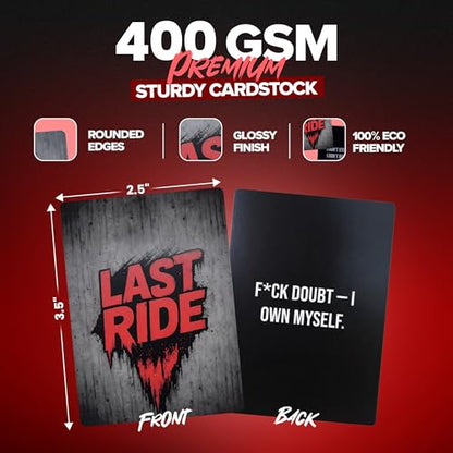 Last Ride Affirmation Cards — 55 Daily Positive Affirmations for Women & Men | Confidence, Motivation & Mindset Deck | Self Care Gifts for Friends, Family and Yourself