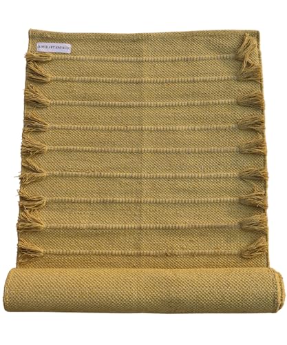 Jaipur Art & Rugs Cotton Yoga Rug - Eco-Friendly Hand-Woven Thick Mat (24”x72”x5mm) for Everyday Fitness at Home - Comfortable & Extra-Long - color: Yellow