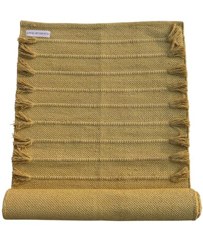 Jaipur Art & Rugs Cotton Yoga Rug - Eco-Friendly Hand-Woven Thick Mat (24”x72”x5mm) for Everyday Fitness at Home - Comfortable & Extra-Long - color: Yellow