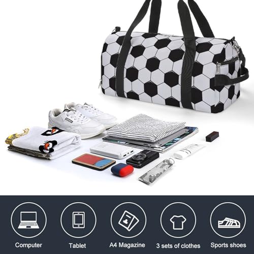 Soccer Ball White And Black Large Capacity Portable Fitness Bag, Easy to Carry - color: Soccer Ball White and Black