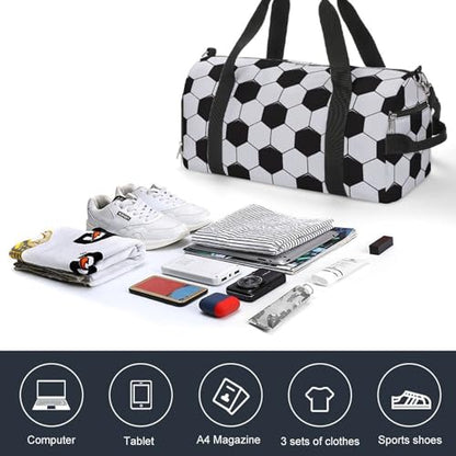 Soccer Ball White And Black Large Capacity Portable Fitness Bag, Easy to Carry - color: Soccer Ball White and Black