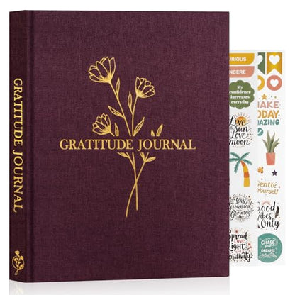Lanpn Daily Gratitude Journal for Woman Men, 4 Month Mindfulness & Affirmation Planner, 7.8"x9.2" The 5 Minute Grateful Diary, Guided Reflection with Positivity Prompts Undated Notebook, Purple - color: Purple