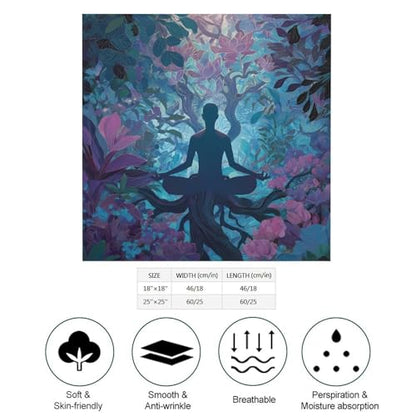Meditation Yoga Roots Branches Leaves Women Scarf Silk Like Bandana Square Headscarf Hair Scarves Neckerchief Headwear - size: 18"x18"
