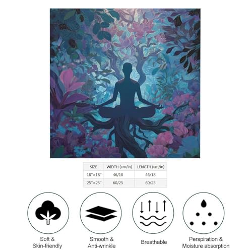Meditation Yoga Roots Branches Leaves Women Scarf Silk Like Bandana Square Headscarf Hair Scarves Neckerchief Headwear - size: 25"x25"