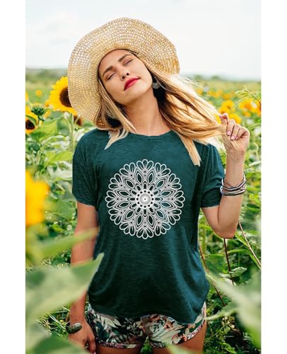 Flower Tshirts Shirts for Women Cute Dandelion Tshirt Casual Short Sleeve Wildflower Floral Heart Print Graphic Tee Tops