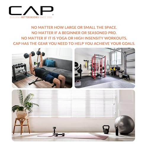 CAP Barbell 1-Inch High Density Exercise Yoga Mat with Strap | Multiple Colors - color: Black