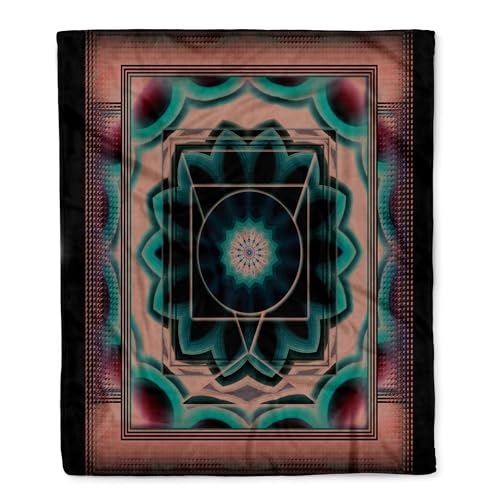 3dRose Mandala 9 Chakra Meditation Spirituality NewAge Pastel Power Energy Balance Peace Green Pink Silktouch Minky Blanket
