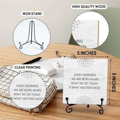 Buddha Life Quote Desk Decor, Funny Office Inspirational Gifts for Family Friends, Meditation Room Tabletop Decor, Zen Home Office Wooden Plaque Sign with Stand (J04) - style: Life Quote